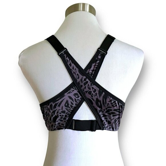 Adore Me 40B Sports Bra Purple Black Animal Print Ariza Contour Medium Impact - Picture 6 of 8